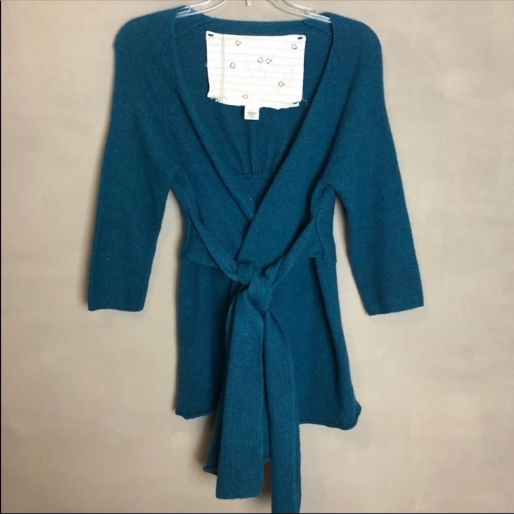 GUC Anthropologie wool blend wrap sweater size lar